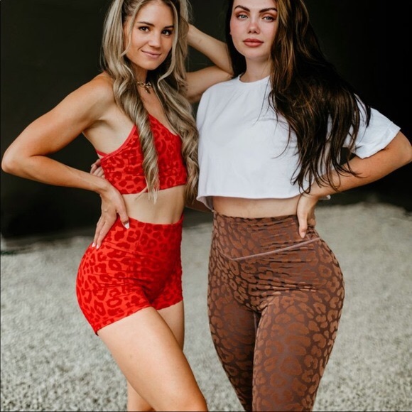 Balance Athletica Pants - Balance Athletica Red Leopard High-Waist Athletic Shorts